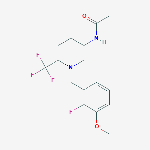 molecular formula C16H20F4N2O2 B6840189 N-[1-[(2-fluoro-3-methoxyphenyl)methyl]-6-(trifluoromethyl)piperidin-3-yl]acetamide 
