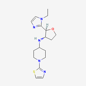 molecular formula C17H25N5OS B6840202 N-[(2S,3S)-2-(1-ethylimidazol-2-yl)oxolan-3-yl]-1-(1,3-thiazol-2-yl)piperidin-4-amine 
