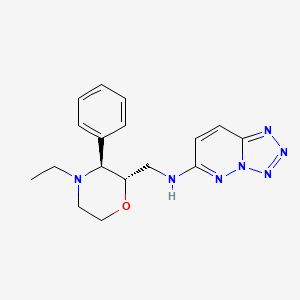 molecular formula C17H21N7O B6840290 N-[[(2S,3S)-4-ethyl-3-phenylmorpholin-2-yl]methyl]tetrazolo[1,5-b]pyridazin-6-amine 