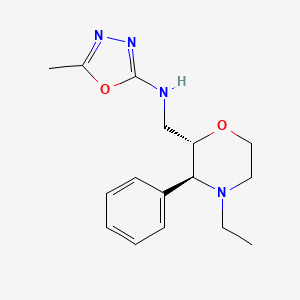 molecular formula C16H22N4O2 B6840298 N-[[(2S,3S)-4-ethyl-3-phenylmorpholin-2-yl]methyl]-5-methyl-1,3,4-oxadiazol-2-amine 
