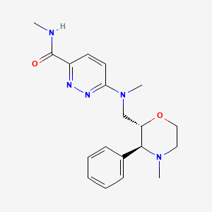 molecular formula C19H25N5O2 B6840428 N-methyl-6-[methyl-[[(2S,3S)-4-methyl-3-phenylmorpholin-2-yl]methyl]amino]pyridazine-3-carboxamide 