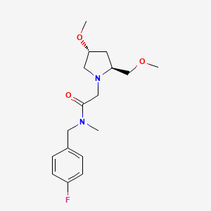 molecular formula C17H25FN2O3 B6840693 N-[(4-fluorophenyl)methyl]-2-[(2S,4R)-4-methoxy-2-(methoxymethyl)pyrrolidin-1-yl]-N-methylacetamide 