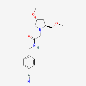 molecular formula C17H23N3O3 B6840762 N-[(4-cyanophenyl)methyl]-2-[(2S,4R)-4-methoxy-2-(methoxymethyl)pyrrolidin-1-yl]acetamide 