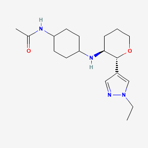 molecular formula C18H30N4O2 B6840894 N-[4-[[(2R,3S)-2-(1-ethylpyrazol-4-yl)oxan-3-yl]amino]cyclohexyl]acetamide 