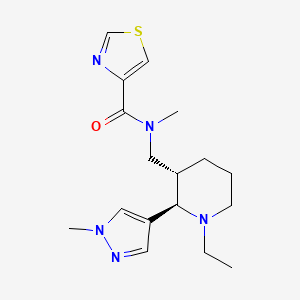 molecular formula C17H25N5OS B6840901 N-[[(2R,3S)-1-ethyl-2-(1-methylpyrazol-4-yl)piperidin-3-yl]methyl]-N-methyl-1,3-thiazole-4-carboxamide 