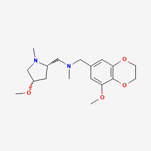 molecular formula C18H28N2O4 B6840964 N-[(5-methoxy-2,3-dihydro-1,4-benzodioxin-7-yl)methyl]-1-[(2S,4S)-4-methoxy-1-methylpyrrolidin-2-yl]-N-methylmethanamine 