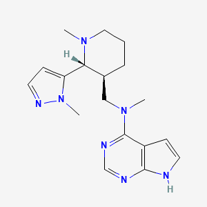 molecular formula C18H25N7 B6841004 N-methyl-N-[[(2R,3S)-1-methyl-2-(2-methylpyrazol-3-yl)piperidin-3-yl]methyl]-7H-pyrrolo[2,3-d]pyrimidin-4-amine 
