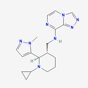 molecular formula C18H24N8 B6841008 N-[[(2R,3S)-1-cyclopropyl-2-(2-methylpyrazol-3-yl)piperidin-3-yl]methyl]-[1,2,4]triazolo[4,3-a]pyrazin-8-amine 