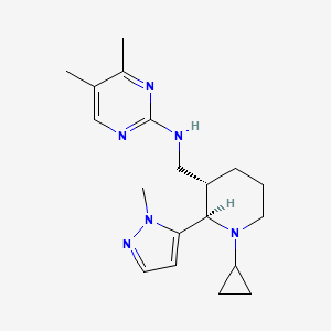 molecular formula C19H28N6 B6841031 N-[[(2R,3S)-1-cyclopropyl-2-(2-methylpyrazol-3-yl)piperidin-3-yl]methyl]-4,5-dimethylpyrimidin-2-amine 