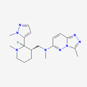 molecular formula C18H26N8 B6841033 N,3-dimethyl-N-[[(2R,3S)-1-methyl-2-(2-methylpyrazol-3-yl)piperidin-3-yl]methyl]-[1,2,4]triazolo[4,3-b]pyridazin-6-amine 