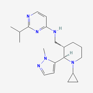 molecular formula C20H30N6 B6841042 N-[[(2R,3S)-1-cyclopropyl-2-(2-methylpyrazol-3-yl)piperidin-3-yl]methyl]-2-propan-2-ylpyrimidin-4-amine 