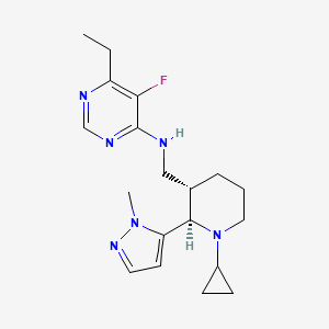 molecular formula C19H27FN6 B6841170 N-[[(2R,3S)-1-cyclopropyl-2-(2-methylpyrazol-3-yl)piperidin-3-yl]methyl]-6-ethyl-5-fluoropyrimidin-4-amine 
