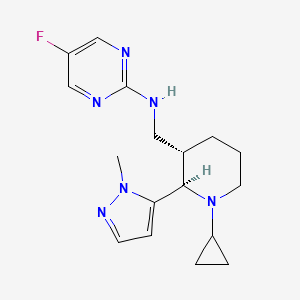 molecular formula C17H23FN6 B6841194 N-[[(2R,3S)-1-cyclopropyl-2-(2-methylpyrazol-3-yl)piperidin-3-yl]methyl]-5-fluoropyrimidin-2-amine 