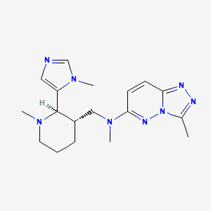 molecular formula C18H26N8 B6841232 N,3-dimethyl-N-[[(2R,3S)-1-methyl-2-(3-methylimidazol-4-yl)piperidin-3-yl]methyl]-[1,2,4]triazolo[4,3-b]pyridazin-6-amine 