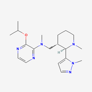 molecular formula C19H30N6O B6841261 N-methyl-N-[[(2R,3S)-1-methyl-2-(2-methylpyrazol-3-yl)piperidin-3-yl]methyl]-3-propan-2-yloxypyrazin-2-amine 