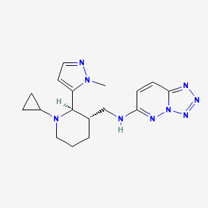 molecular formula C17H23N9 B6841274 N-[[(2R,3S)-1-cyclopropyl-2-(2-methylpyrazol-3-yl)piperidin-3-yl]methyl]tetrazolo[1,5-b]pyridazin-6-amine 