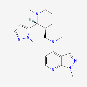 molecular formula C19H27N7 B6841335 N,1-dimethyl-N-[[(2R,3S)-1-methyl-2-(2-methylpyrazol-3-yl)piperidin-3-yl]methyl]pyrazolo[3,4-b]pyridin-4-amine 