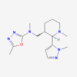 molecular formula C15H24N6O B6841376 N,5-dimethyl-N-[[(2R,3S)-1-methyl-2-(2-methylpyrazol-3-yl)piperidin-3-yl]methyl]-1,3,4-oxadiazol-2-amine 