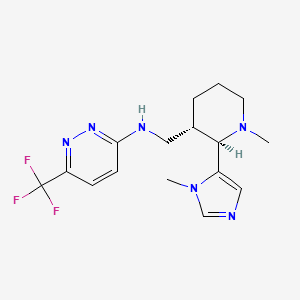 molecular formula C16H21F3N6 B6841386 N-[[(2R,3S)-1-methyl-2-(3-methylimidazol-4-yl)piperidin-3-yl]methyl]-6-(trifluoromethyl)pyridazin-3-amine 