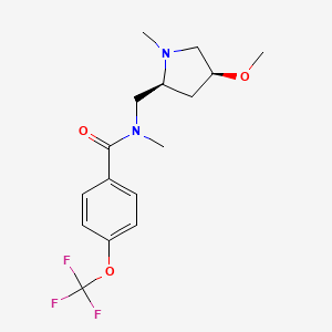 molecular formula C16H21F3N2O3 B6841481 N-[[(2S,4S)-4-methoxy-1-methylpyrrolidin-2-yl]methyl]-N-methyl-4-(trifluoromethoxy)benzamide 
