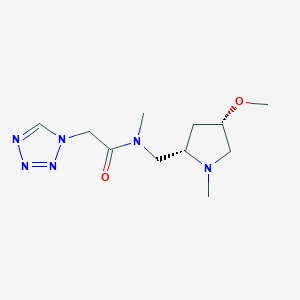 molecular formula C11H20N6O2 B6841501 N-[[(2S,4S)-4-methoxy-1-methylpyrrolidin-2-yl]methyl]-N-methyl-2-(tetrazol-1-yl)acetamide 