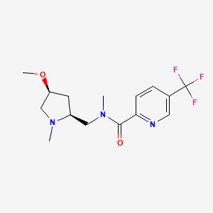 molecular formula C15H20F3N3O2 B6841523 N-[[(2S,4S)-4-methoxy-1-methylpyrrolidin-2-yl]methyl]-N-methyl-5-(trifluoromethyl)pyridine-2-carboxamide 