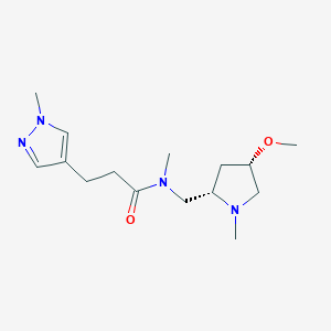 molecular formula C15H26N4O2 B6841543 N-[[(2S,4S)-4-methoxy-1-methylpyrrolidin-2-yl]methyl]-N-methyl-3-(1-methylpyrazol-4-yl)propanamide 