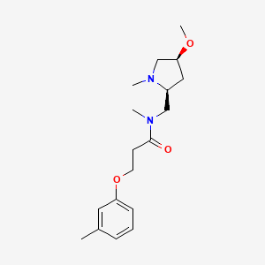 molecular formula C18H28N2O3 B6841570 N-[[(2S,4S)-4-methoxy-1-methylpyrrolidin-2-yl]methyl]-N-methyl-3-(3-methylphenoxy)propanamide 