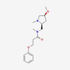 molecular formula C17H26N2O3 B6841575 N-[[(2S,4S)-4-methoxy-1-methylpyrrolidin-2-yl]methyl]-N-methyl-3-phenoxypropanamide 