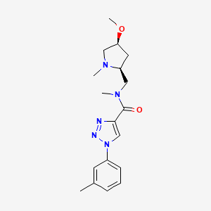 molecular formula C18H25N5O2 B6841582 N-[[(2S,4S)-4-methoxy-1-methylpyrrolidin-2-yl]methyl]-N-methyl-1-(3-methylphenyl)triazole-4-carboxamide 