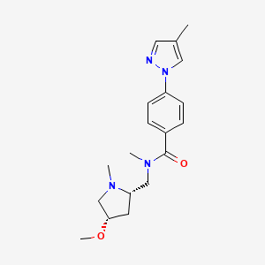 molecular formula C19H26N4O2 B6841585 N-[[(2S,4S)-4-methoxy-1-methylpyrrolidin-2-yl]methyl]-N-methyl-4-(4-methylpyrazol-1-yl)benzamide 