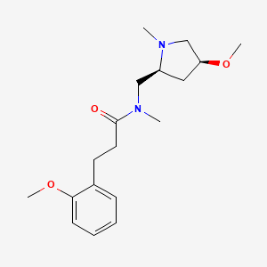 molecular formula C18H28N2O3 B6841602 N-[[(2S,4S)-4-methoxy-1-methylpyrrolidin-2-yl]methyl]-3-(2-methoxyphenyl)-N-methylpropanamide 