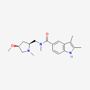 molecular formula C19H27N3O2 B6841620 N-[[(2S,4S)-4-methoxy-1-methylpyrrolidin-2-yl]methyl]-N,2,3-trimethyl-1H-indole-5-carboxamide 