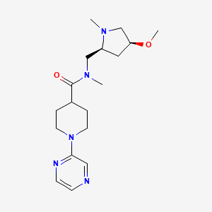 molecular formula C18H29N5O2 B6841636 N-[[(2S,4S)-4-methoxy-1-methylpyrrolidin-2-yl]methyl]-N-methyl-1-pyrazin-2-ylpiperidine-4-carboxamide 