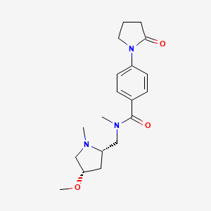 molecular formula C19H27N3O3 B6841661 N-[[(2S,4S)-4-methoxy-1-methylpyrrolidin-2-yl]methyl]-N-methyl-4-(2-oxopyrrolidin-1-yl)benzamide 