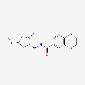 molecular formula C17H24N2O4 B6841666 N-[[(2S,4S)-4-methoxy-1-methylpyrrolidin-2-yl]methyl]-N-methyl-2,3-dihydro-1,4-benzodioxine-6-carboxamide 
