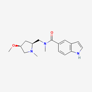 molecular formula C17H23N3O2 B6841824 N-[[(2S,4S)-4-methoxy-1-methylpyrrolidin-2-yl]methyl]-N-methyl-1H-indole-5-carboxamide 