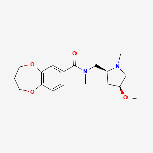 molecular formula C18H26N2O4 B6841830 N-[[(2S,4S)-4-methoxy-1-methylpyrrolidin-2-yl]methyl]-N-methyl-3,4-dihydro-2H-1,5-benzodioxepine-7-carboxamide 