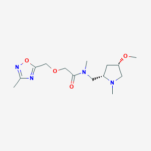 molecular formula C14H24N4O4 B6841848 N-[[(2S,4S)-4-methoxy-1-methylpyrrolidin-2-yl]methyl]-N-methyl-2-[(3-methyl-1,2,4-oxadiazol-5-yl)methoxy]acetamide 