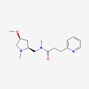 molecular formula C16H25N3O2 B6841899 N-[[(2S,4S)-4-methoxy-1-methylpyrrolidin-2-yl]methyl]-N-methyl-3-pyridin-2-ylpropanamide 