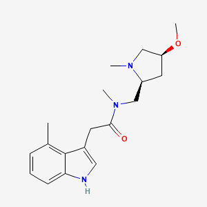 molecular formula C19H27N3O2 B6841900 N-[[(2S,4S)-4-methoxy-1-methylpyrrolidin-2-yl]methyl]-N-methyl-2-(4-methyl-1H-indol-3-yl)acetamide 