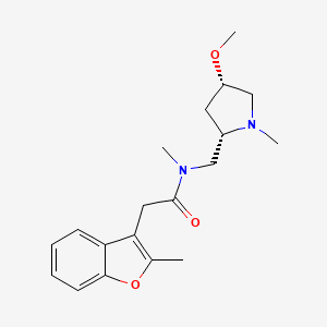 molecular formula C19H26N2O3 B6841949 N-[[(2S,4S)-4-methoxy-1-methylpyrrolidin-2-yl]methyl]-N-methyl-2-(2-methyl-1-benzofuran-3-yl)acetamide 