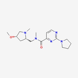 molecular formula C17H27N5O2 B6841956 N-[[(2S,4S)-4-methoxy-1-methylpyrrolidin-2-yl]methyl]-N-methyl-2-pyrrolidin-1-ylpyrimidine-4-carboxamide 