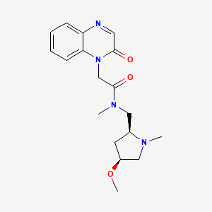 molecular formula C18H24N4O3 B6841958 N-[[(2S,4S)-4-methoxy-1-methylpyrrolidin-2-yl]methyl]-N-methyl-2-(2-oxoquinoxalin-1-yl)acetamide 