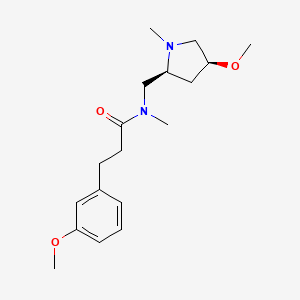 molecular formula C18H28N2O3 B6841972 N-[[(2S,4S)-4-methoxy-1-methylpyrrolidin-2-yl]methyl]-3-(3-methoxyphenyl)-N-methylpropanamide 