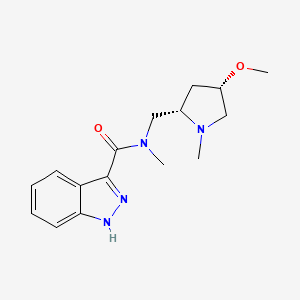 molecular formula C16H22N4O2 B6841989 N-[[(2S,4S)-4-methoxy-1-methylpyrrolidin-2-yl]methyl]-N-methyl-1H-indazole-3-carboxamide 