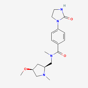 molecular formula C18H26N4O3 B6842030 N-[[(2S,4S)-4-methoxy-1-methylpyrrolidin-2-yl]methyl]-N-methyl-4-(2-oxoimidazolidin-1-yl)benzamide 