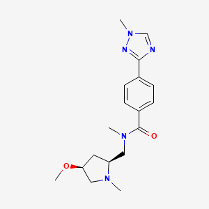 molecular formula C18H25N5O2 B6842038 N-[[(2S,4S)-4-methoxy-1-methylpyrrolidin-2-yl]methyl]-N-methyl-4-(1-methyl-1,2,4-triazol-3-yl)benzamide 