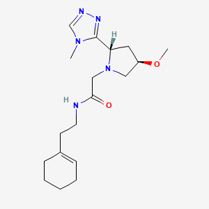 molecular formula C18H29N5O2 B6842085 N-[2-(cyclohexen-1-yl)ethyl]-2-[(2S,4R)-4-methoxy-2-(4-methyl-1,2,4-triazol-3-yl)pyrrolidin-1-yl]acetamide 
