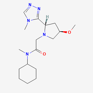 molecular formula C17H29N5O2 B6842162 N-cyclohexyl-2-[(2S,4R)-4-methoxy-2-(4-methyl-1,2,4-triazol-3-yl)pyrrolidin-1-yl]-N-methylacetamide 